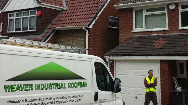 Weaver Industrial Roofing Limited van at a customer property